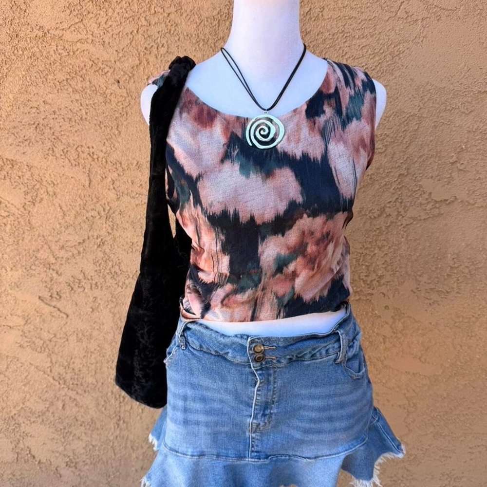 Abercrombie & Fitch black and pink tie-dye tank top
